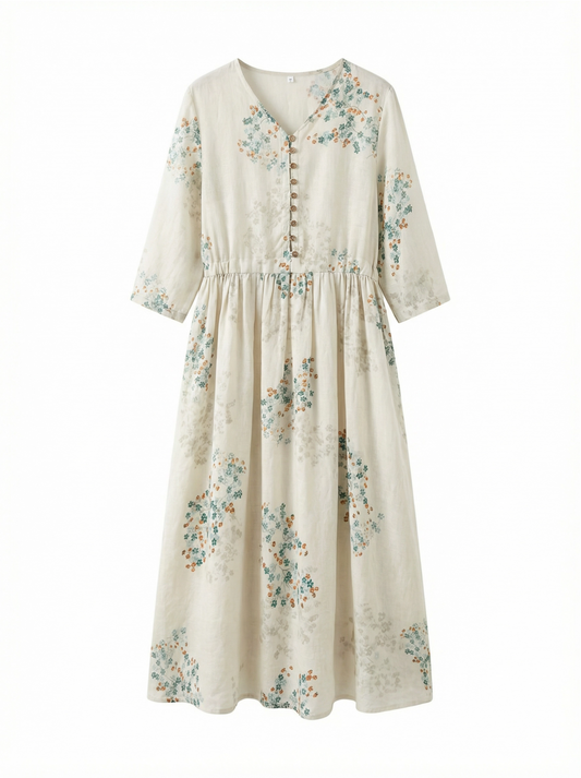 Botanisk Linne Klänning